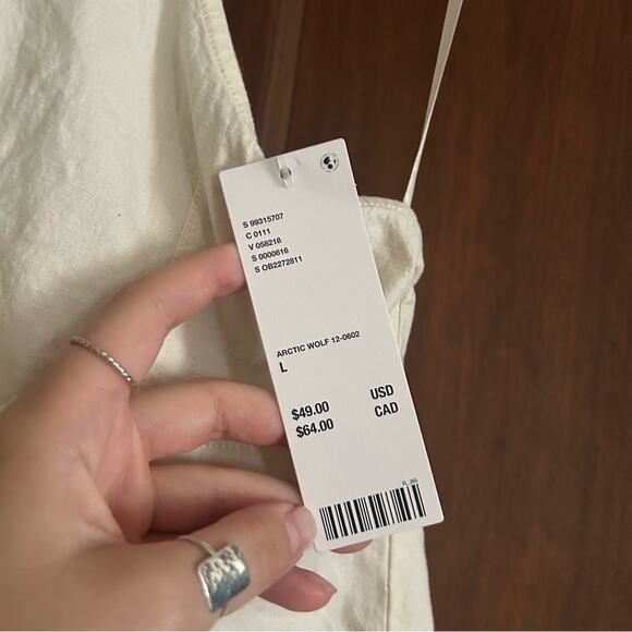 Urban Outfitters Sari Seamed Vest Halter Tank Top Linen Y2K Cream White NWT Sz L - Picture 5 of 9